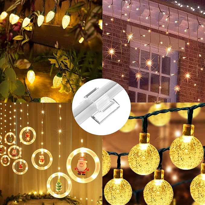 TidyHelper 100 PCS Outdoor Light Clips Clear, Small & Large Cable Clips | - Image 6