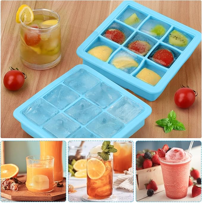 2 Pack Silicone Ice Cube Tray,Small Ice Trays for Freezer,Ice Cube Trays for Mini Fridge Freezer with Cover,Square Ice Cube mold for Cocktail,Coffee,Drinks,Baby Food,BPA Free,Ice molds