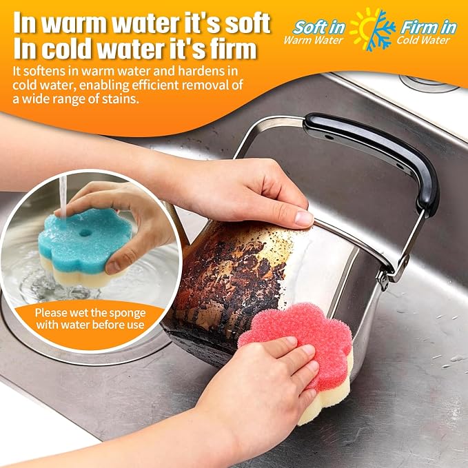 12 Count Scrub Sponges for Dishes, Dual-Sided Temperature-Responsive Scrubber - Image 2