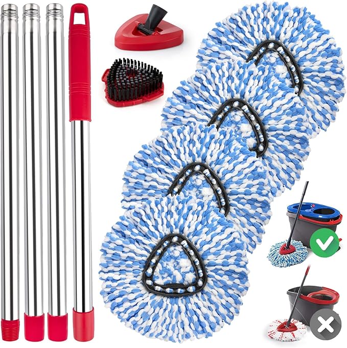 Spin Mop Replace Head for O-Cedar RinseClean 2-Tank Mop Refill, 4+3 Pack by Ucoolbe