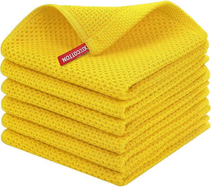 Homaxy 100% Cotton Waffle Weave Kitchen Dish Cloths 6-Pack, Ultra Soft by Homaxy