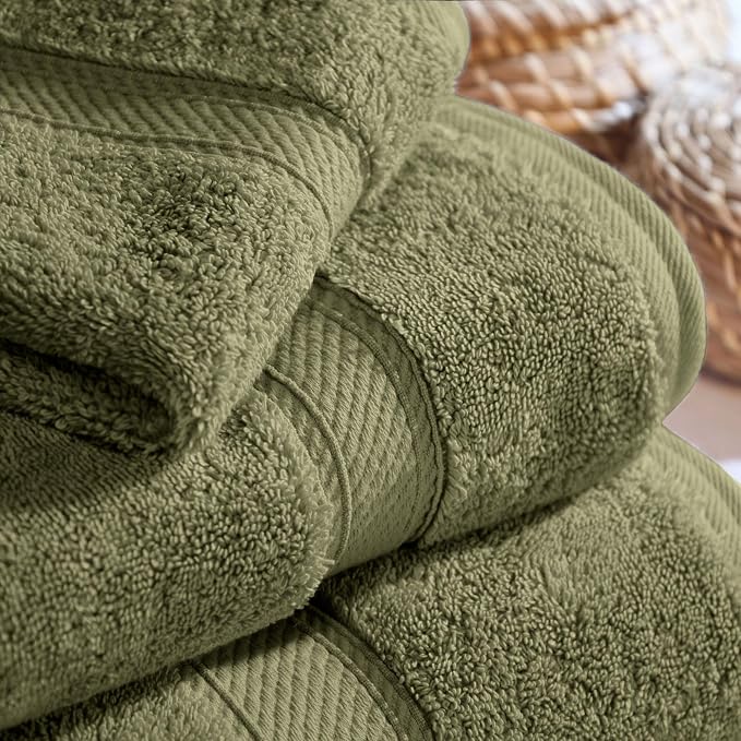 SUPERIOR Egyptian Cotton Ultra Plush & Absorbent, 3 Piece Set, Forest Green | - Image 7