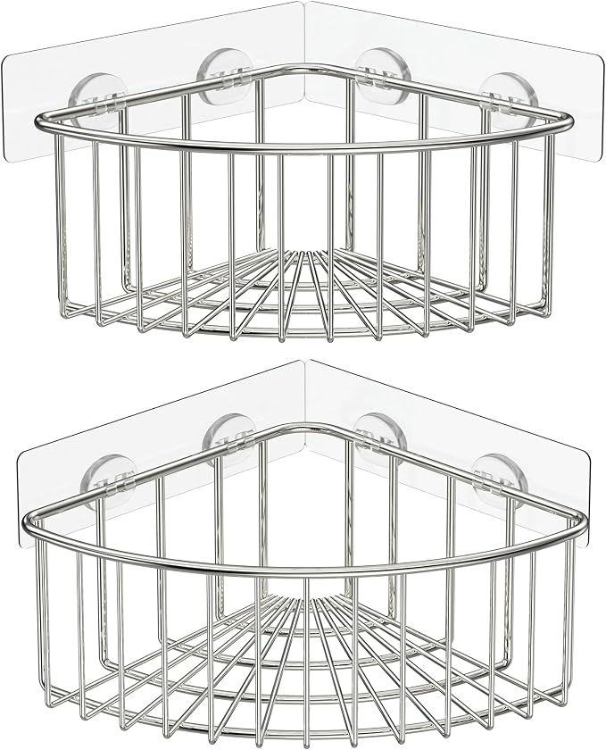SMARTAKE 2-Pack Corner Shower Caddy Deep Basket, SUS304 Stainless Steel by SMARTAKE