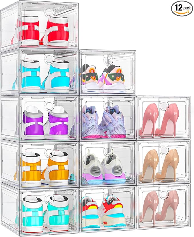 ARSTPEOE 12-Pack Shoe Storage Boxes Clear Magnetic Stackable by ARSTPEOENeatChic