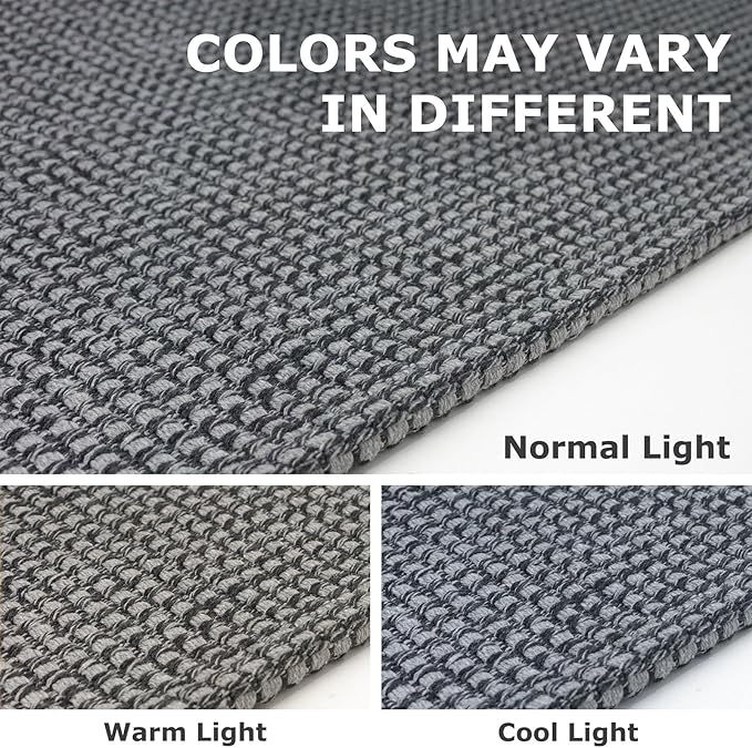 IOHOUZE Washable Runner Rug 2x7 Non Slip Runners for Hallways Entryway Runner Indoor, Kitchen Rugs Woven Cotton Floor Carpet for Kitchen Hall Entrance Bedroom, Dark Grey