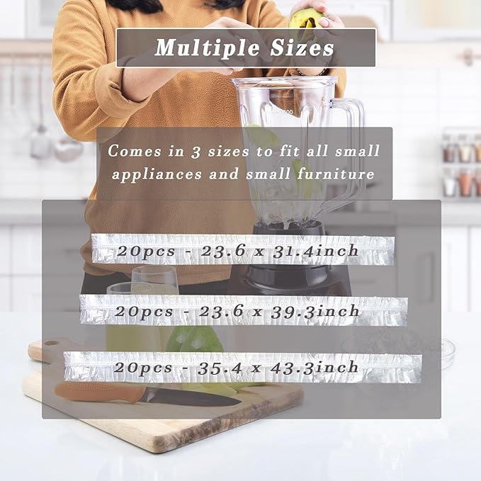 60 PCS Clear Kitchen Small Appliance Covers,Disposable Plastic Dust Cover for Instant Pot,Slow Cooker,Toaster Oven,Blender,Air Fryer,Food Processor,Mixer,Meat Slicer,Coffee & Bread Maker