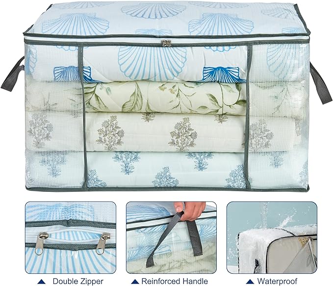 80L Clear Large Storage Bag for Clothes Comforters Blankets Pillows Bedding | - Image 4