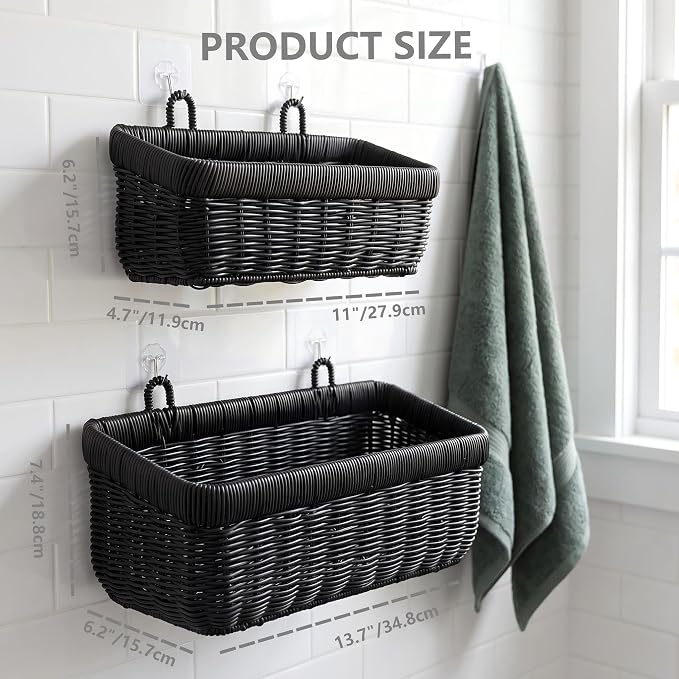 Wicker-Style Hanging Baskets, Plastic Basket - Image 2
