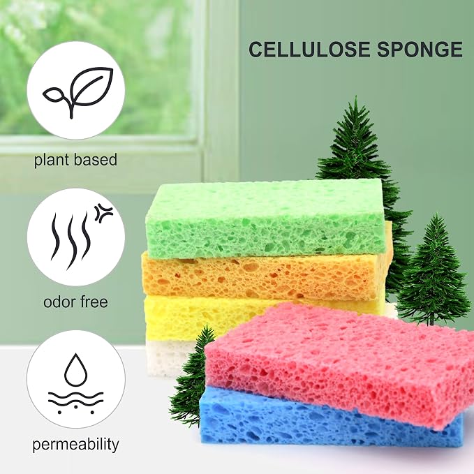 ARCLIBER 12 Pack Cellulose Scrub Sponges Non-Scratch Heavy Duty Kitchen | - Image 4