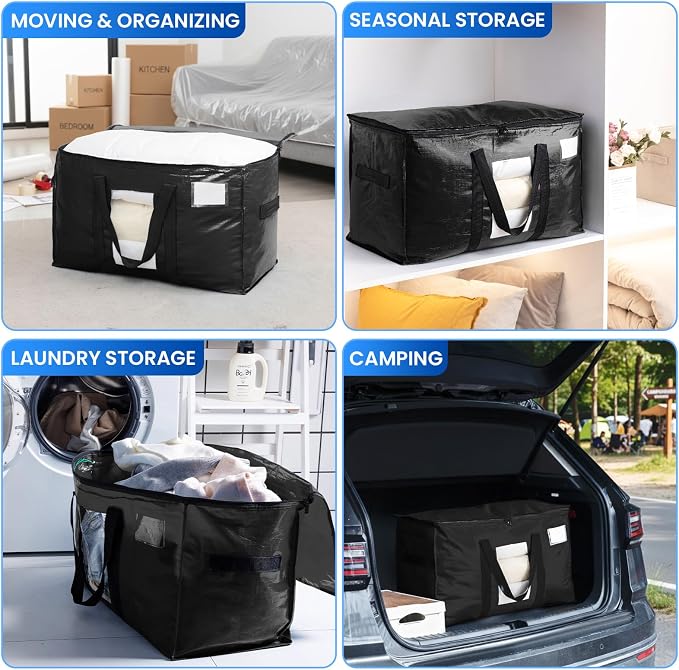 TAILI 8 Pack Black Extra Large Moving Bags, Storage Bag - Image 8