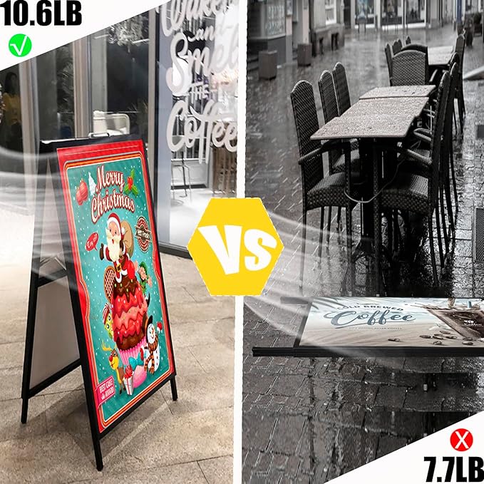 USCNC 3 PACK 24 x 36 Inch A Frame Sign Double-Sided Folding Sandwich Board Heavy Duty Slide-in Sidewalk Signboard for Outdoor Street Advertising Poster(Frame only，No white board)