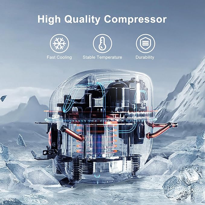 Northair Mini freezer 2.1 Cu Ft Glass Door Display, 2 Removable Shelves, 7 Temperature Settings -8°F to 14°F, Black