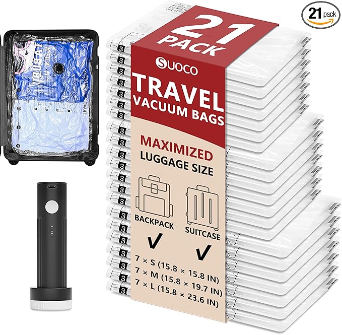 Travel Vacuum Bags for Clothing by SUOCO