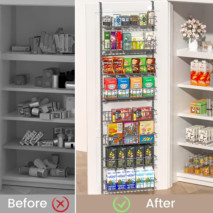 ElegantArray 8-Tier Pantry Door Organizer, Deep Gray - Image 2