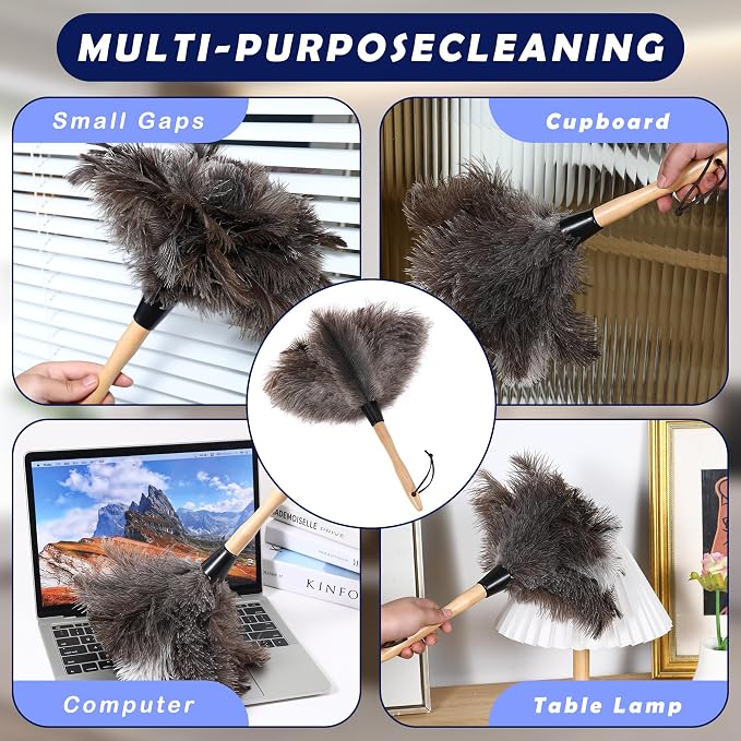 Soarer Ostrich Feather Duster for Cleaning, 14inch Handle | Fluffy Long - Image 6