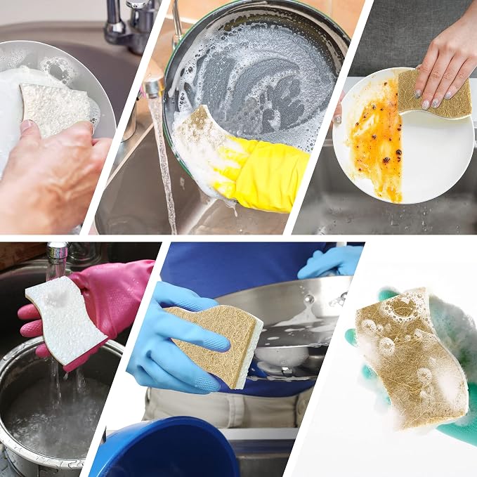 16 Pack Biodegradable Natural Dishsponge Kitchen Sponges | Compostable - Image 7