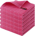 Homaxy 100% Cotton Terry Kitchen Dish Cloths, 6 Pack, Rose Red by Homaxy