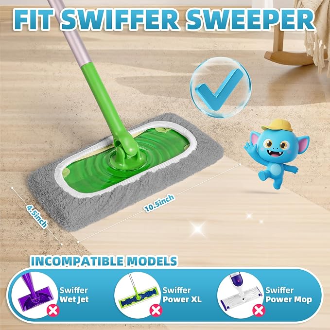 6 Pack Reusable Mop Pads for Swiffer, Washable Wet Pads Refill - Image 2
