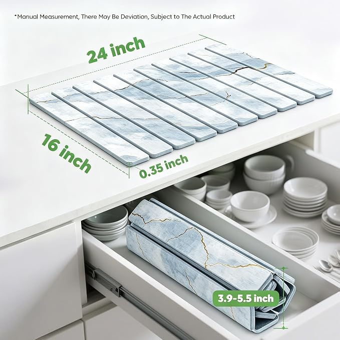 Stone Drying Mat for Kitchen Counter, Quick Diatomaceous Earth Mats for Dishes - Image 2