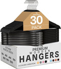 Utopia Home Wooden Hangers 30 Pack – Slim Suit Hangers Black | 360° rotatable by UTOPIAHOME