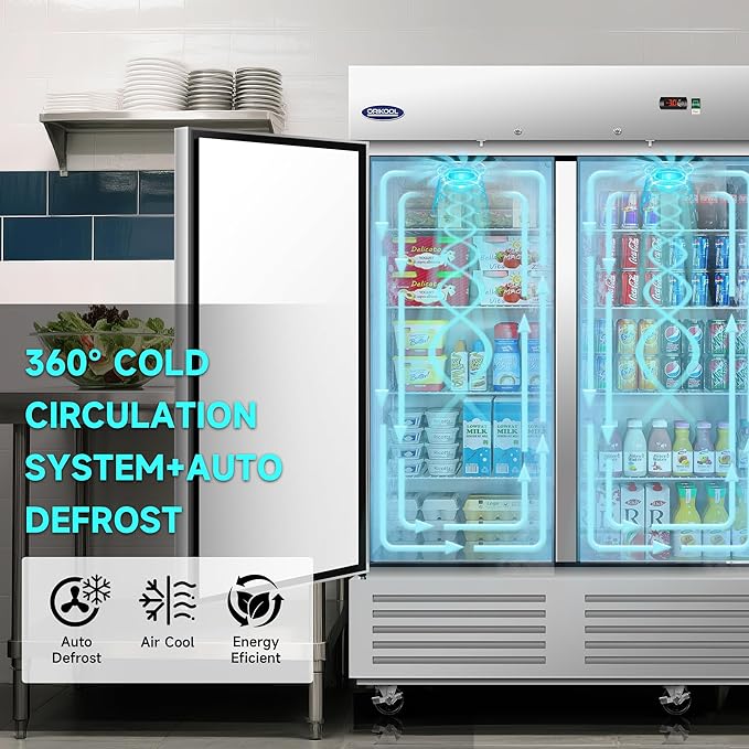81"W Commercial Refrigerator Freezer,72 Cu.ft Commercial Refrigerator with 3 Solid Door Reach-In Freezers Stainless Steel,ETL Upright Freeze Storage w/ 9 Adjustable Shelves,LED,for Restaurant,Silver
