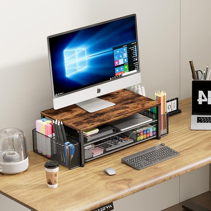 Desk Organizer and Accessories, 2-Tier Computer Monitor Stand Riser - Image 5