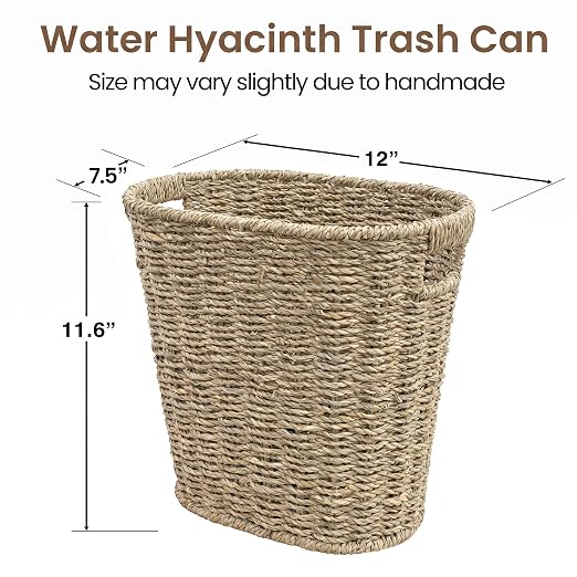 iEGrow 2 Pack Wicker Trash Can, Wicker Waste Basket - Image 3