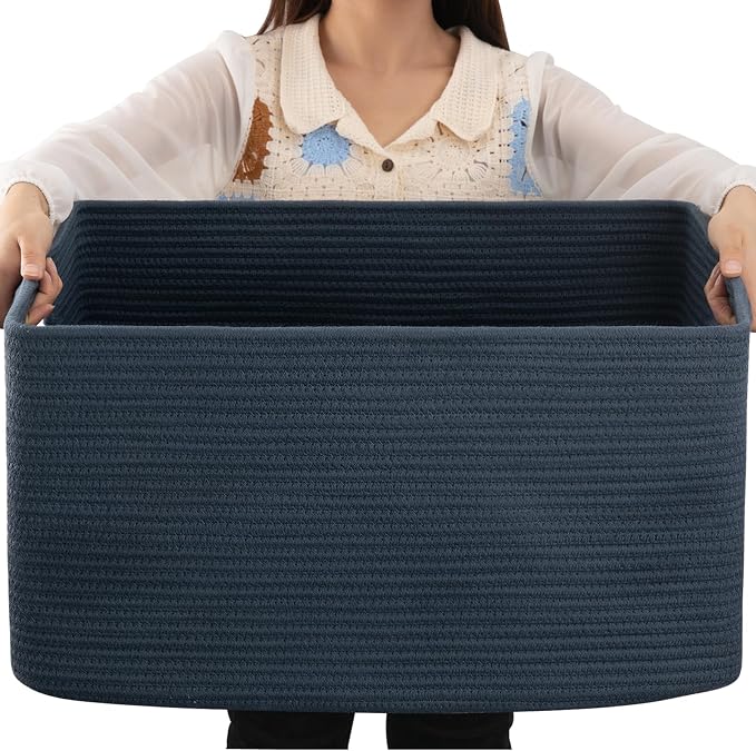 OIAHOMY 75L Large Blanket Basket Woven Storage Basket by MasterofSpaceOptimization
