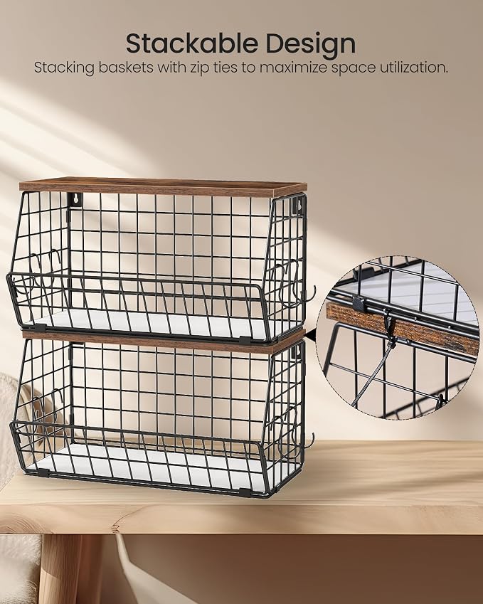 CHOEZON 2-Tier Fruit Basket for Kitchen, Stackable wire basket - Image 5