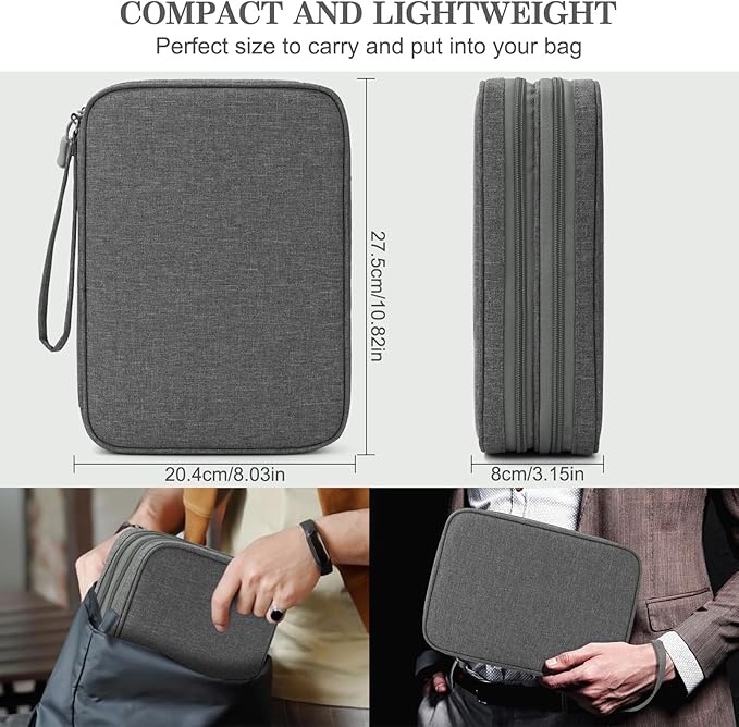 FYY Electronic Organizer, Travel Tech Pouch Bag, Extra Large, Dark Grey | Wrist - Image 2