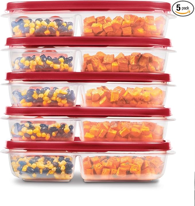 Rubbermaid EasyFindLids Meal Prep Containers 5.1 Cup Red by Unknown