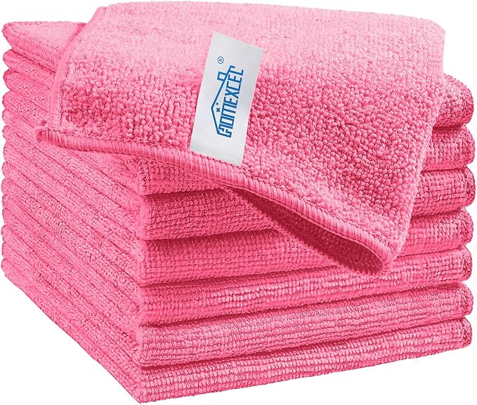 HOMEXCEL 8PK Microfiber Cleaning Cloth, Cleaning Rags by HOMEXCEL