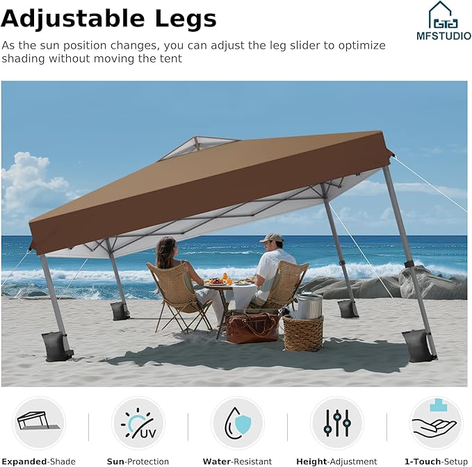 MFSTUDIO 10x10 Pop up Canopy Tent, Gazebo Shelter Sun Shade Canopies One Push Setup Portable Popup Easy Set up Tents with Vented Top,Storage,4 Sandbags,for Beach,Parties,Camping