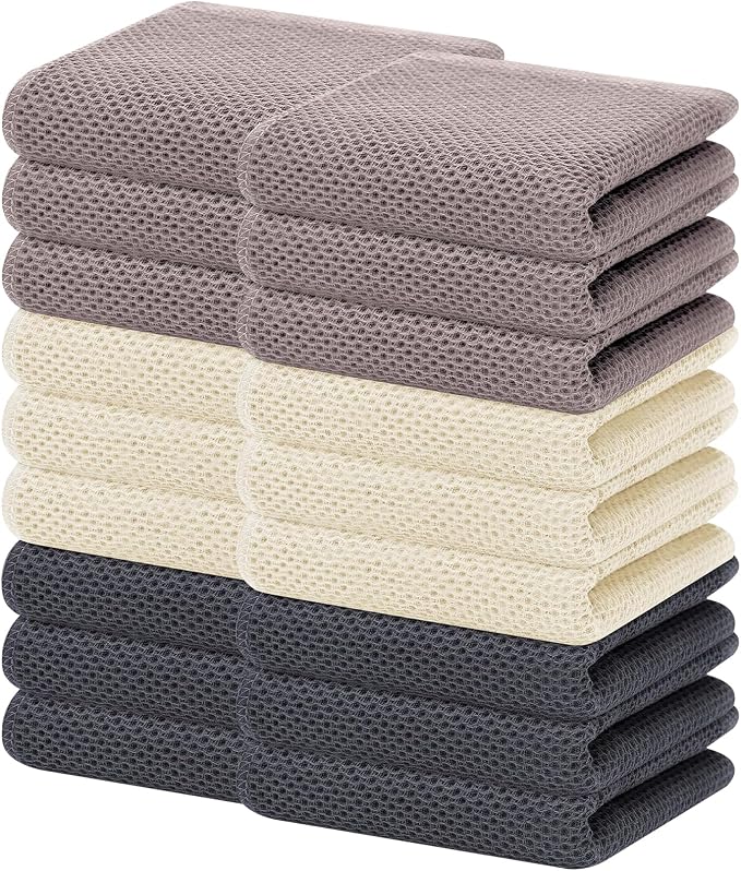 Homaxy 100% Cotton Waffle Weave Kitchen Dish Towels 18-Pack, Mixed Color | 13 x by Homaxy