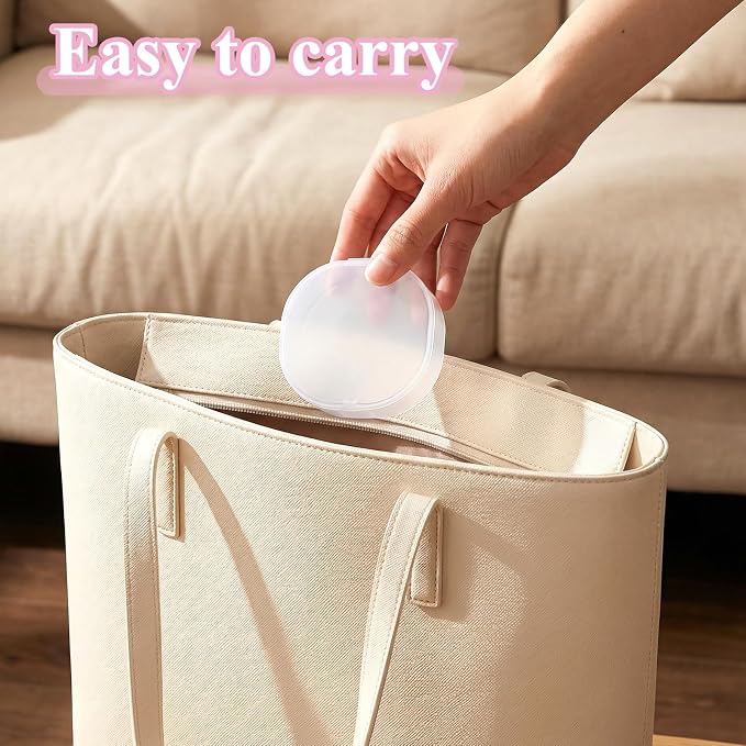 Qianyu 4 Pcs Plastic Cosmetic Cotton Pads Container, Portable Round Holder - Image 4