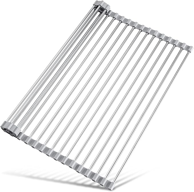Tomorotec Roll Up Dish Drying Rack Over Sink, 304 Steel, Heat-Resistant Trivet by Tomorotec