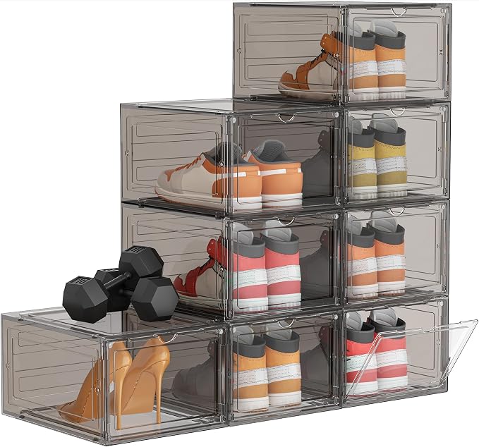 HOMIDEC Shoe Storage, 8 Pack Shoe Organizer Clear Hard Plastic Shoe Box by DecorateYourHome