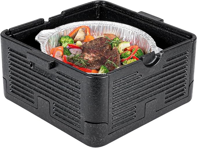Restaurantware-Cater Tek 14 Quart Catering Hot Box, 1 Top Load Insulated Food Pan Carrier - Holds 1 Full Size 8” Deep Pan, Collapsible, Black EPP Plastic Food Box With Handles, Portable, For Buffet