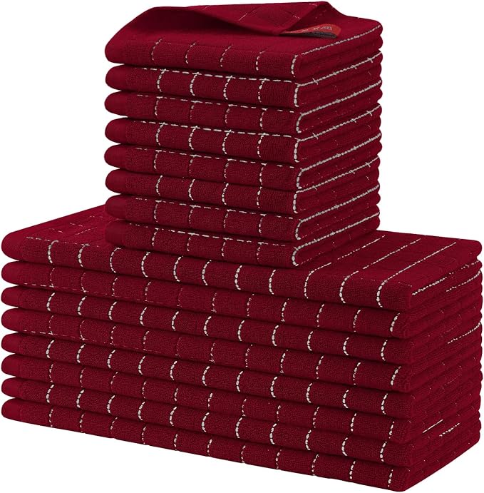 Homaxy Kitchen Towels and Dishcloths Set, Brick Red by Homaxy