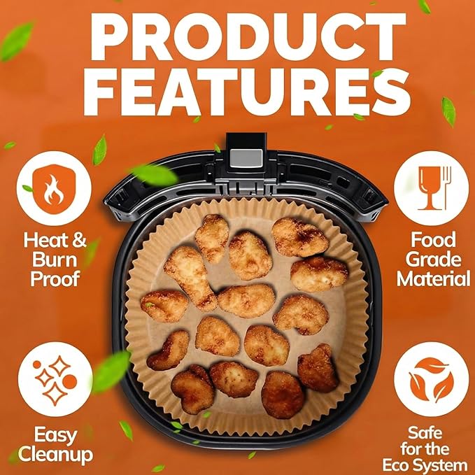 8 inches Round Air Fryer Liners Disposable Parchment Paper Liner Airfryer 5-8 QT Basket inserts Filter Sheets EXTRA THICK 40 GSM - Pack of 125