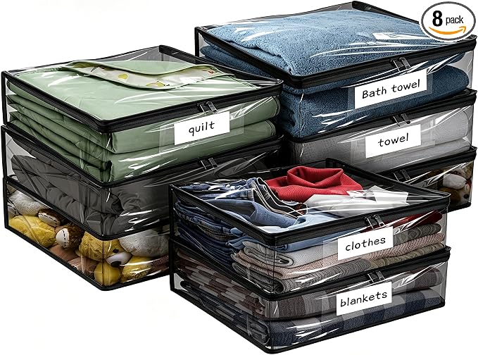 Plastic Storage Bags with Easy-Glide Zipper, Durable Clear Vinyl Zippered by Kikerike