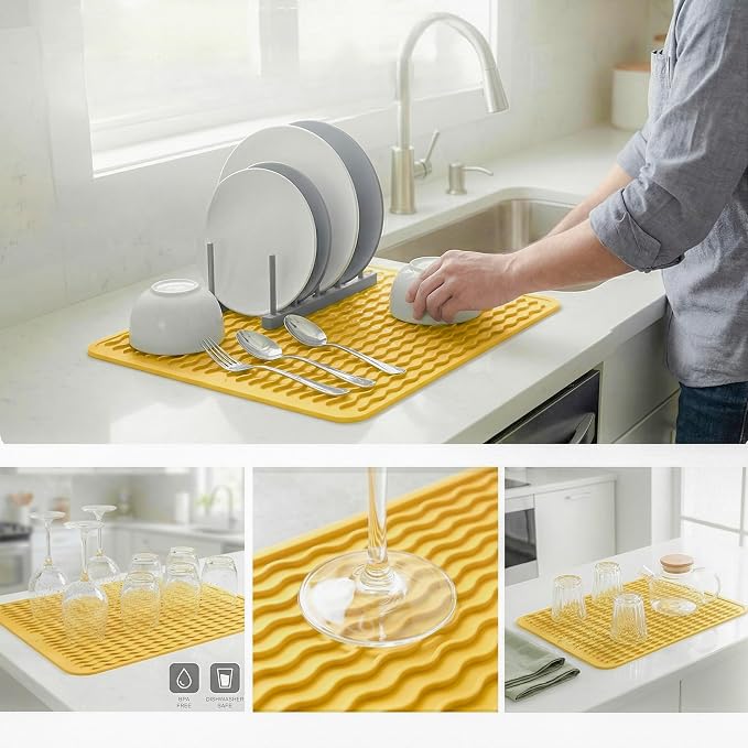 MicoYang Silicone Dish Drying Mat — Quick-Dry Ridges Counter & Sink Pad - Image 3