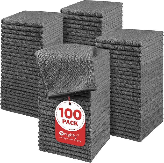 Orighty Washcloths Bulk, 100 Pack Microfiber Face Towels, 12x12 Inch Grey by AllRightinOrighty