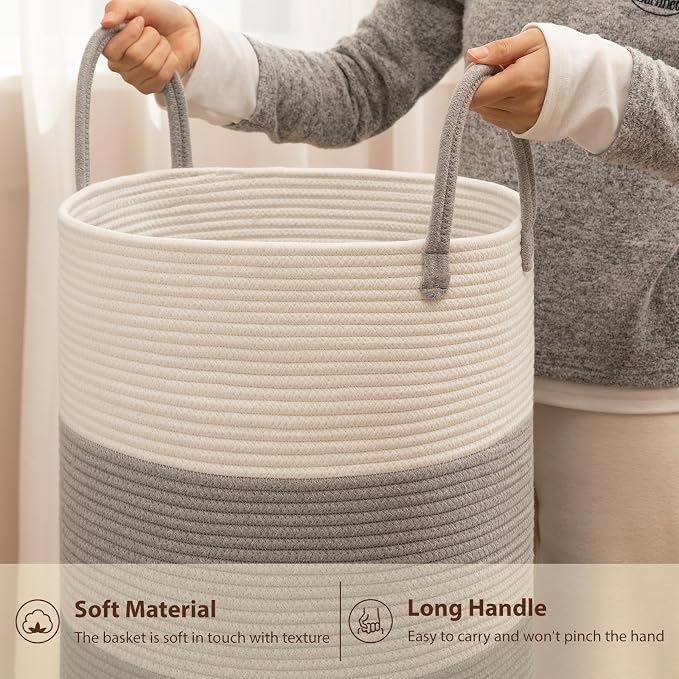 OIAHOMY 60L Nursery Hamper Laundry Basket Laundry Hamper Gradient Grey - Image 6