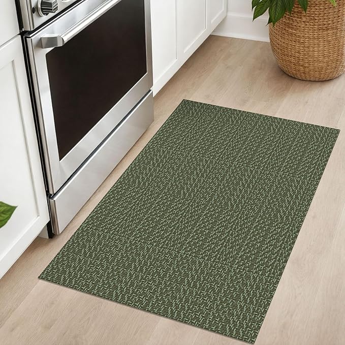 IOHOUZE Small Area Rug 2x3 Washable Woven Rugs for Entryway Non Slip Rubber Backed Front Door Rugs Indoor Doormat Throw Rug Floor Carpet for Entrance Kitchen, Olive Green/Dusty Green