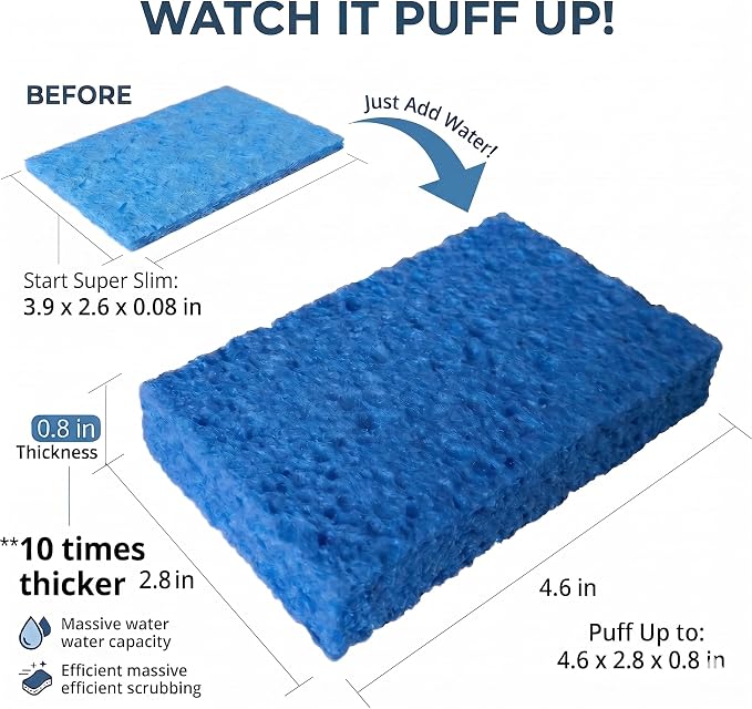 36 Pk Pop-Up Compressed Cellulose Kitchen Sponges | Non Scratch, Dish - Image 3