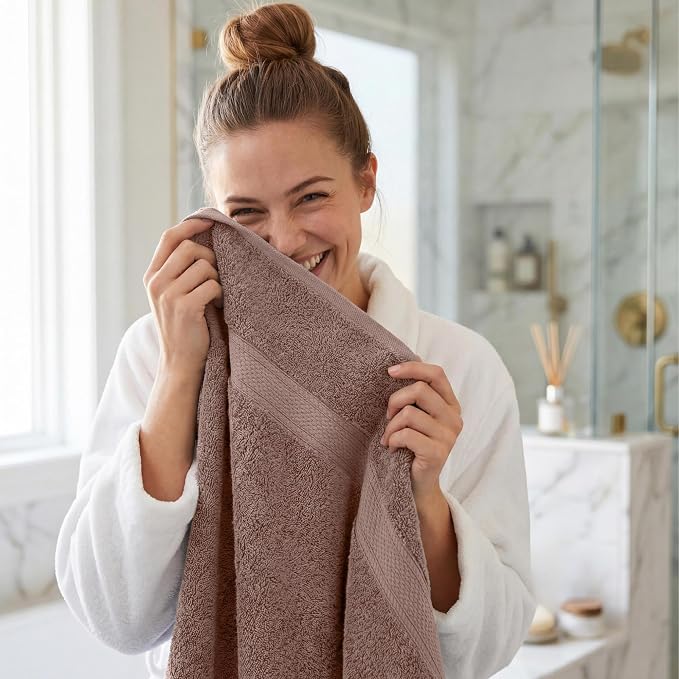 Superior Egyptian Cotton Plush Absorbent, Bath Towel Set of 4, Muted Mauve | - Image 8