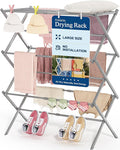 Oversize 3-Tier Clothes Drying Rack, No Install, Non-slip feet, Tool-free Setup by APEXCHASER