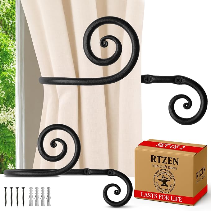 RTZEN Metal Curtain Tiebacks, Drapery Holders by RTZEN