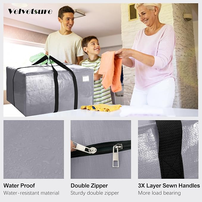 6 Pack Heavy Duty Extra Large Moving Bags W/Backpack Straps - Image 3